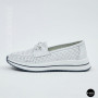 Жіночі білі шкіряні мокасини з перфорацією та комфортною шнурівкою Allsy 207258 A09-7721-1 WHITE lonza 207259 6126