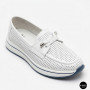 Жіночі білі шкіряні мокасини з перфорацією та комфортною шнурівкою Allsy 207258 A09-7721-1 WHITE lonza 207259 6126