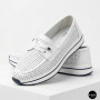 Жіночі білі шкіряні мокасини з перфорацією та комфортною шнурівкою Allsy 207258 A09-7721-1 WHITE lonza 207259 6126