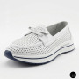 Жіночі білі шкіряні мокасини з перфорацією та комфортною шнурівкою Allsy 207258 A09-7721-1 WHITE lonza 207259 6126