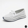 Жіночі білі шкіряні мокасини з перфорацією та комфортною шнурівкою Allsy 207258 A09-7721-1 WHITE lonza 207259 6126