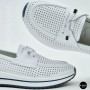 Жіночі білі шкіряні мокасини з перфорацією та комфортною шнурівкою Allsy 207258 A09-7721-1 WHITE lonza 207259 6126