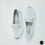 Жіночі білі шкіряні мокасини з перфорацією та комфортною шнурівкою Allsy 207258 A09-7721-1 WHITE lonza 207259 6126