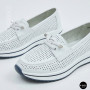 Жіночі білі шкіряні мокасини з перфорацією та комфортною шнурівкою Allsy 207258 A09-7721-1 WHITE lonza 207259 6126