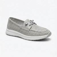 Жіночі сірі шкіряні мокасини з перфорацією Allsy Lonza 207262 A09-7721-4 GREY lonza 207263 6127