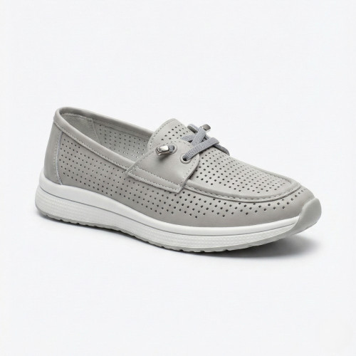 Жіночі сірі шкіряні мокасини з перфорацією Allsy Lonza 207262 A09-7721-4 GREY lonza 207263 6127