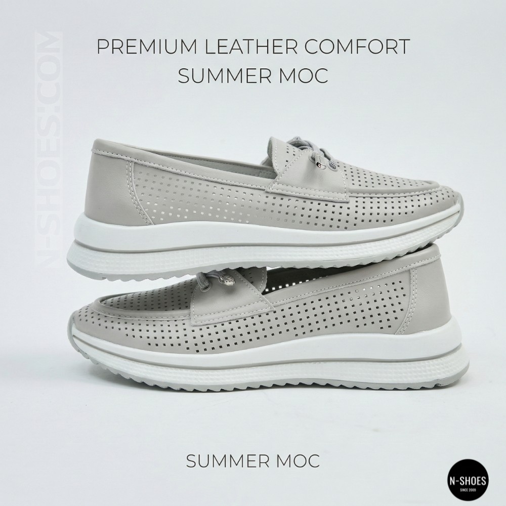 Жіночі сірі шкіряні мокасини з перфорацією Allsy Lonza 207262 A09-7721-4 GREY 207263 6127