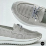 Жіночі сірі шкіряні мокасини з перфорацією Allsy Lonza 207262 A09-7721-4 GREY 207263 6127