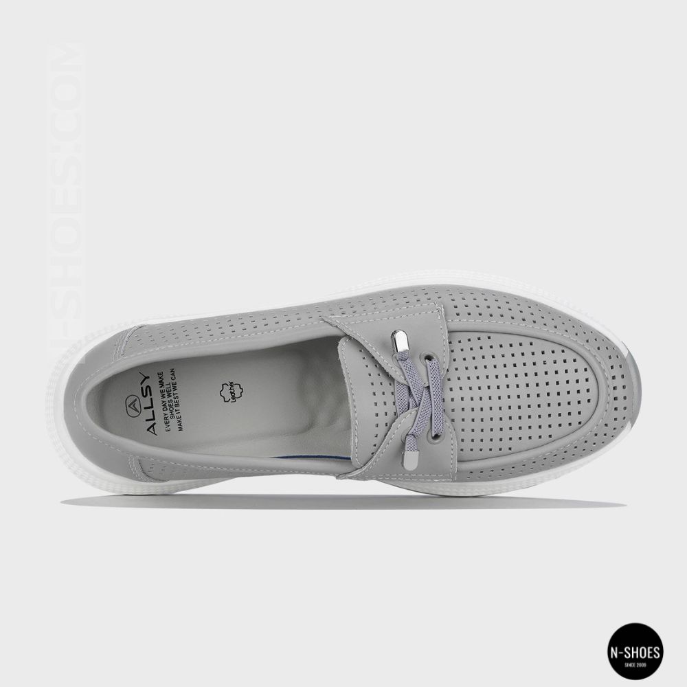 Жіночі сірі шкіряні мокасини з перфорацією Allsy Lonza 207262 A09-7721-4 GREY 207263 6127