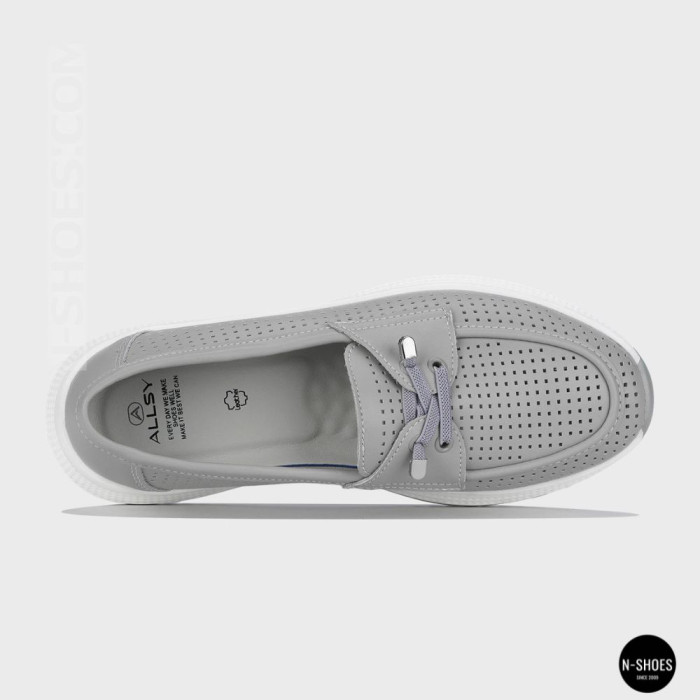 Женские серые кожаные мокасины с перфорацией Allsy Lonza 207262 A09-7721-4 GREY 207263 6127