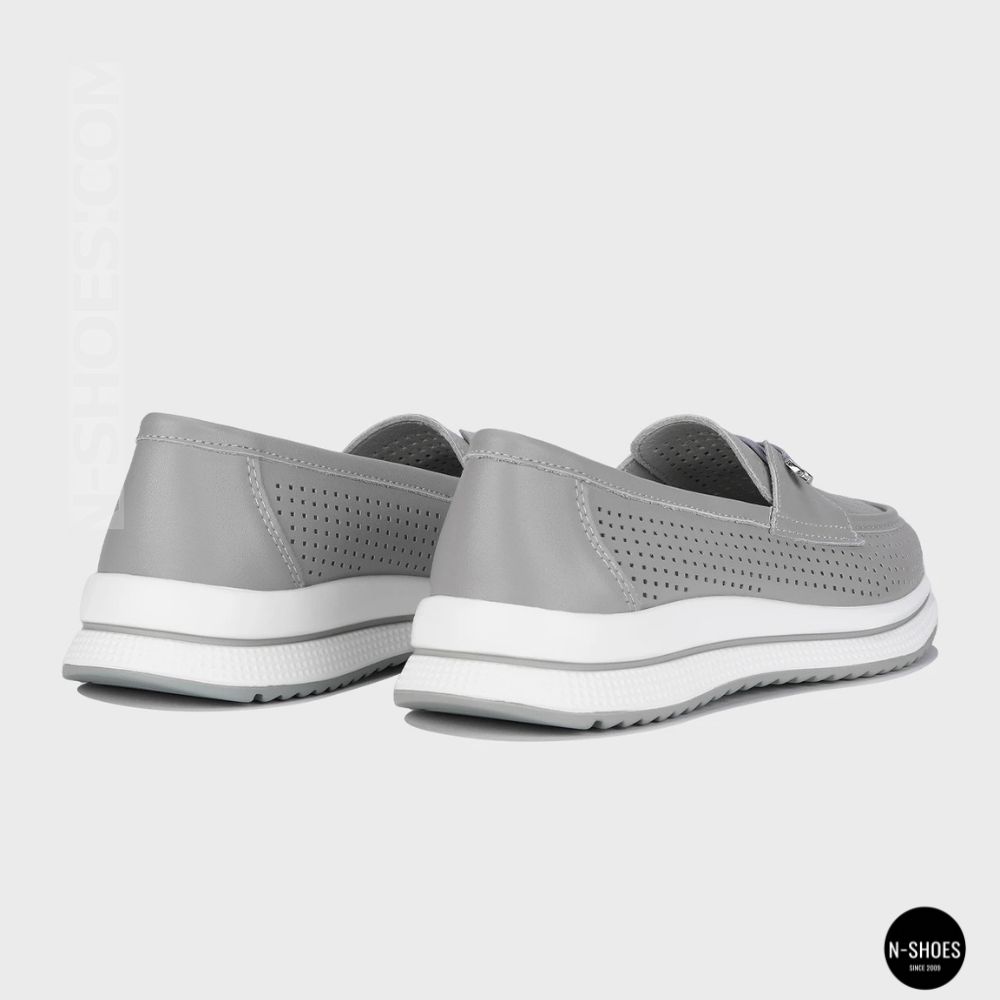 Жіночі сірі шкіряні мокасини з перфорацією Allsy Lonza 207262 A09-7721-4 GREY 207263 6127