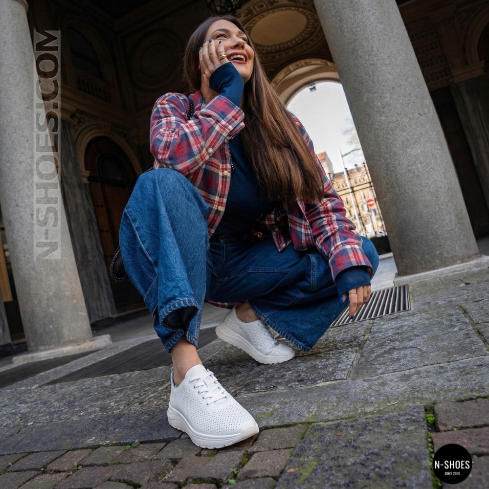 Кожаные перфорированные мокасины Allsy 207096 Q1-003-010 Lonza  WHITE AY 2026 6128