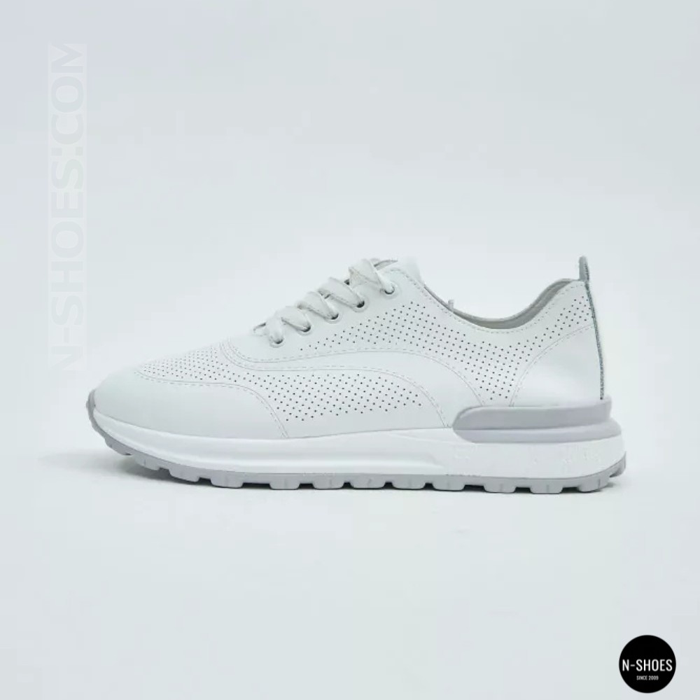 Кожаные мокасины Allsy 207105 Q1-018-010 WHITE lonza 207106 2026 6129 с перфорацией