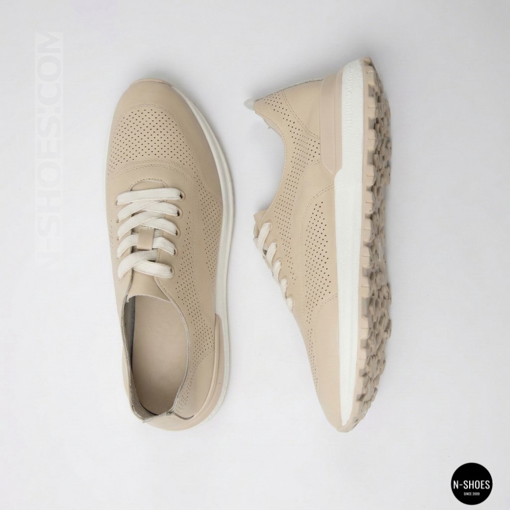 Бежевые мокасины с перфорацией Allsy 207108 Q1-018-011 Lonza 207110 BEIGE AY 6130