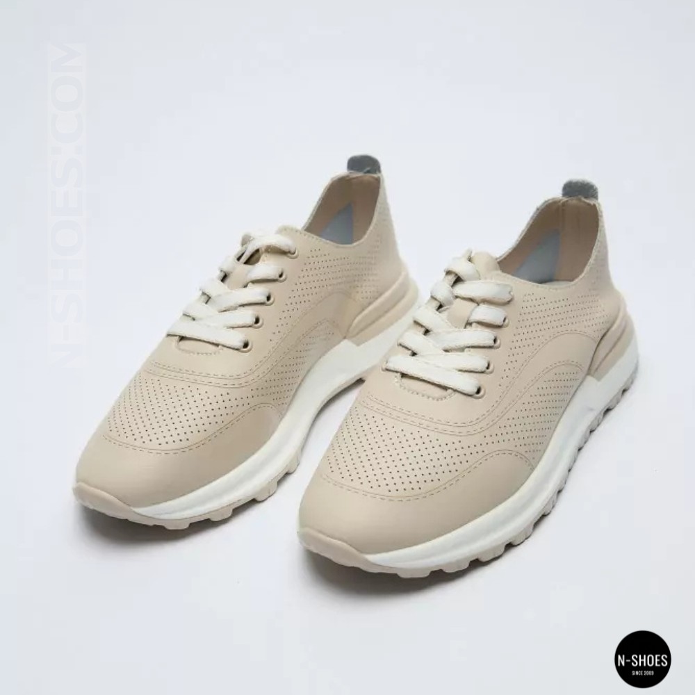 Бежевые мокасины с перфорацией Allsy 207108 Q1-018-011 Lonza 207110 BEIGE AY 6130