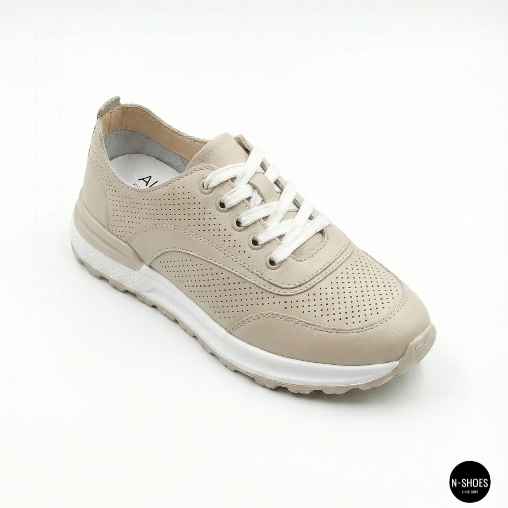 Бежевые мокасины с перфорацией Allsy 207108 Q1-018-011 Lonza 207110 BEIGE AY 6130