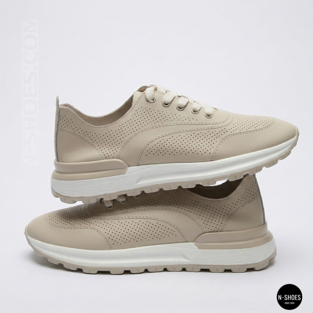 Бежевые мокасины с перфорацией Allsy 207108 Q1-018-011 Lonza 207110 BEIGE AY 6130