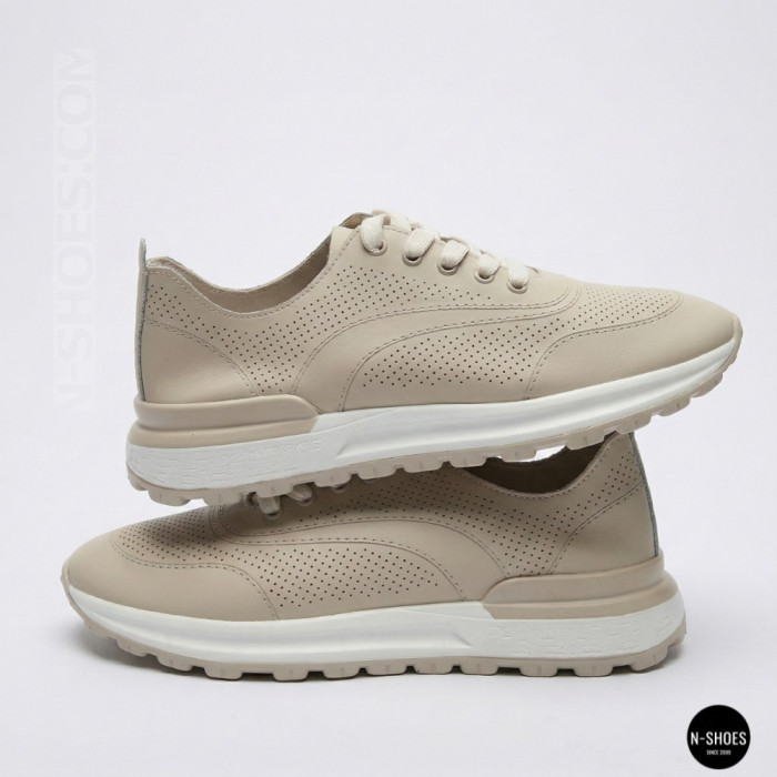 Beige Perforated Loafers Allsy 207108 Q1-018-011 Lonza 207110 BEIGE AY 6130