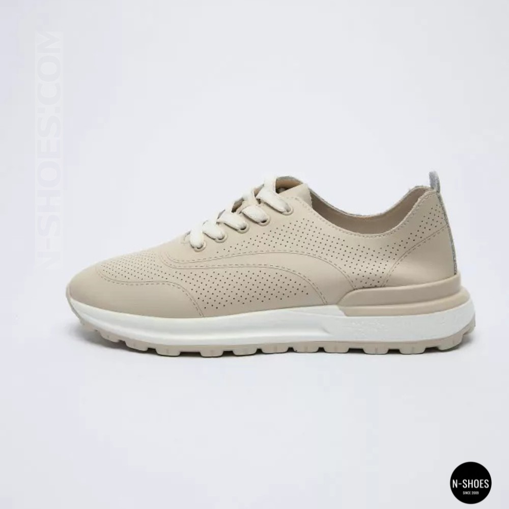 Бежевые мокасины с перфорацией Allsy 207108 Q1-018-011 Lonza 207110 BEIGE AY 6130