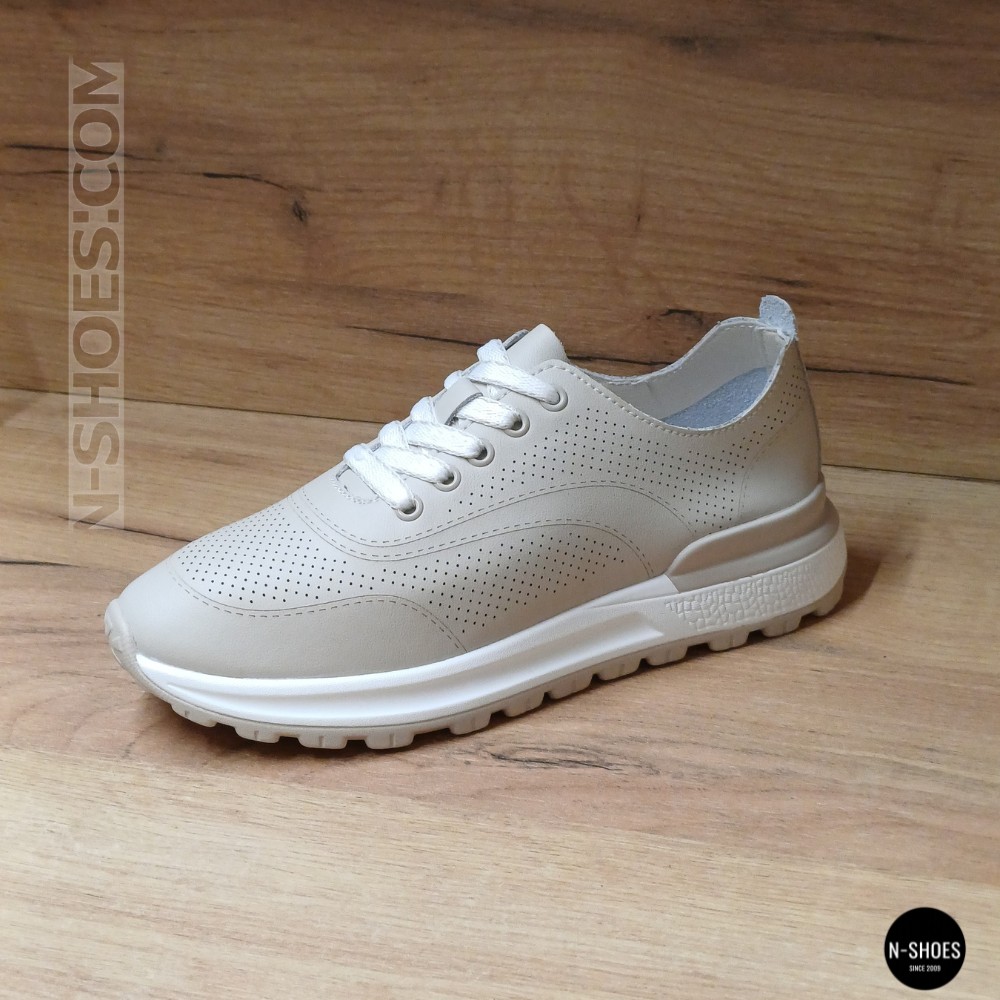 Бежевые мокасины с перфорацией Allsy 207108 Q1-018-011 Lonza 207110 BEIGE AY 6130