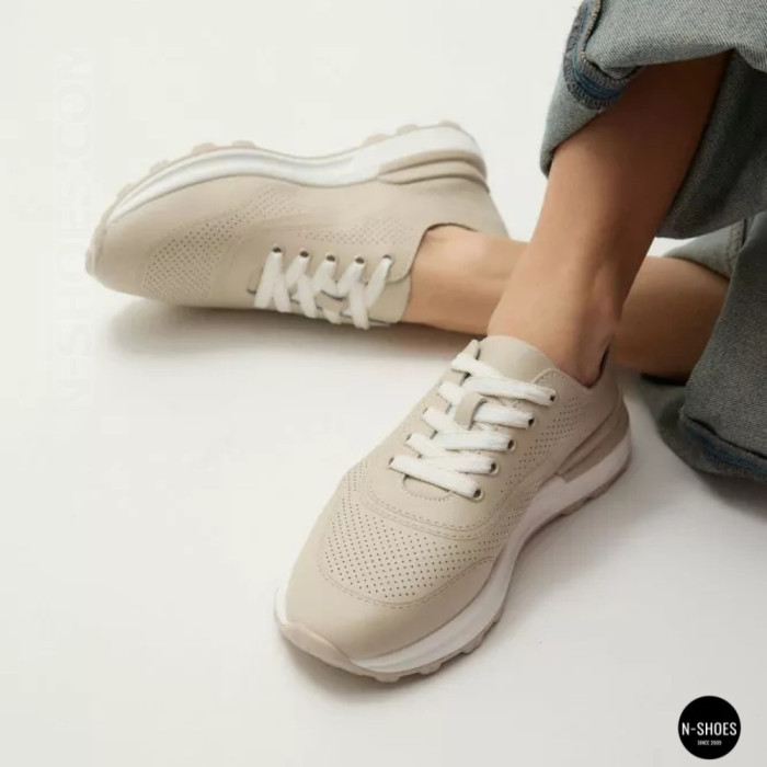 Beige Perforated Loafers Allsy 207108 Q1-018-011 Lonza 207110 BEIGE AY 6130