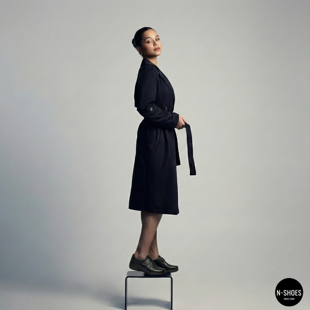 Жіночі шкіряні туфлі Axel 1705 Czarny-Stretch 6134-5895 на липучці з анатомічною устілкою