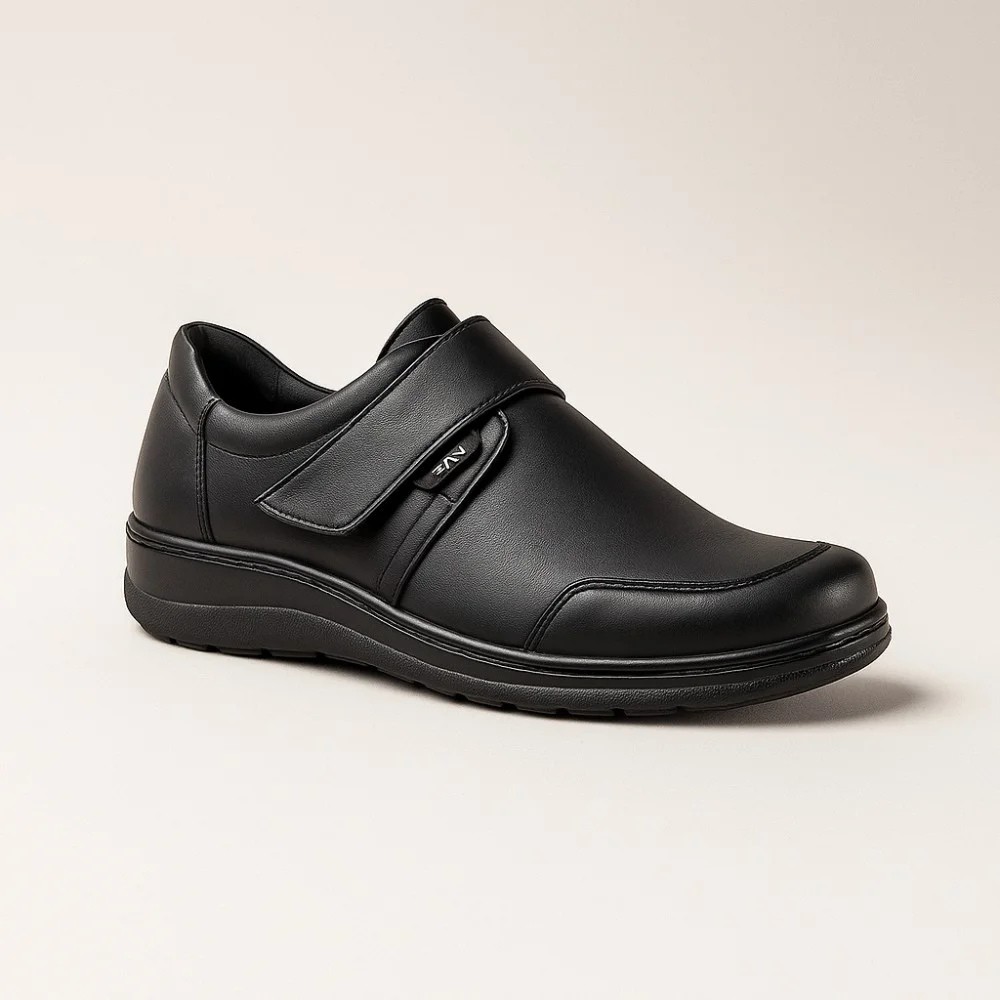 Жіночі шкіряні туфлі Axel 1705 Czarny-Stretch 6134-5895 на липучці з анатомічною устілкою