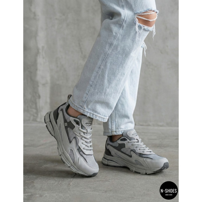 Leather Women's Sneakers Bona 978-M2 Grey-Dark grey 6135