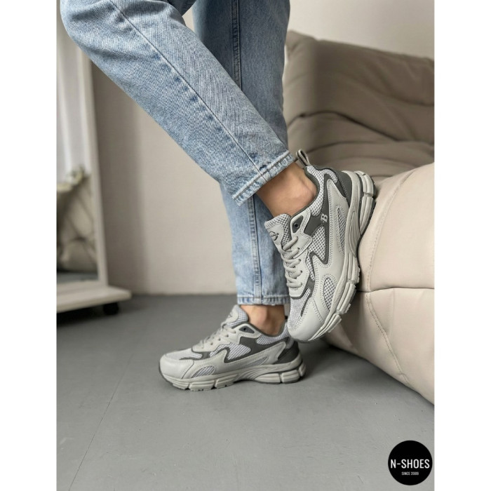 Leather Women's Sneakers Bona 978-M2 Grey-Dark grey 6135