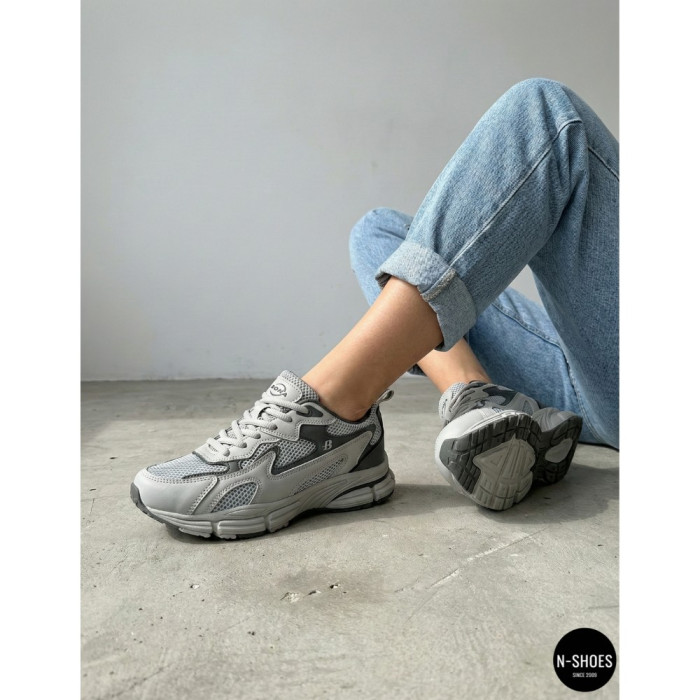 Leather Women's Sneakers Bona 978-M2 Grey-Dark grey 6135