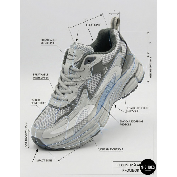 Leather Women's Sneakers Bona 978-M2 Grey-Dark grey 6135
