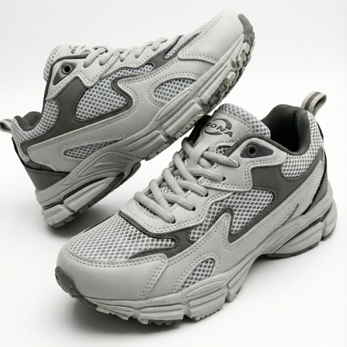 Leather Women's Sneakers Bona 978-M2 Grey-Dark grey 6135