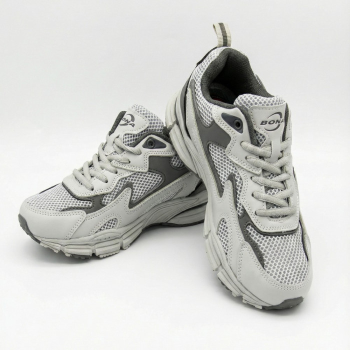 Leather Women's Sneakers Bona 978-M2 Grey-Dark grey 6135
