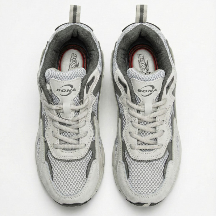 Leather Women's Sneakers Bona 978-M2 Grey-Dark grey 6135