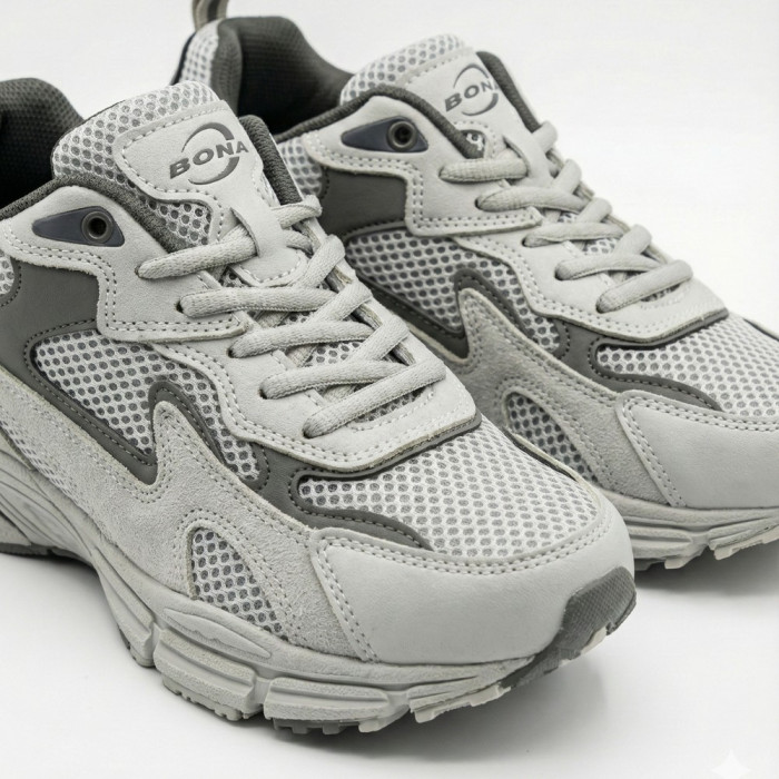 Leather Women's Sneakers Bona 978-M2 Grey-Dark grey 6135