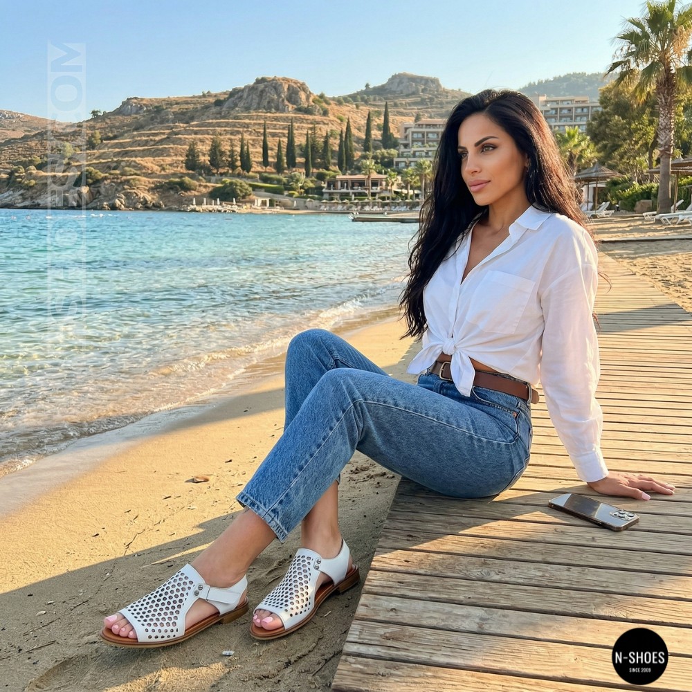 Шкіряні закриті босоніжки Anna Lucci (Туреччина) 199857-184667 532-08 BEYAZ DERI