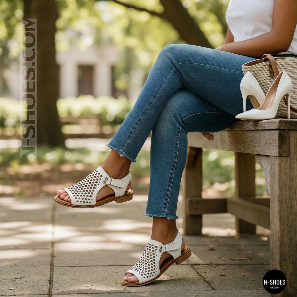 Шкіряні закриті босоніжки Anna Lucci (Туреччина) 199857-184667 532-08 BEYAZ DERI