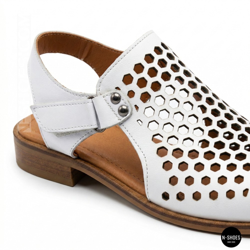 Шкіряні закриті босоніжки Anna Lucci (Туреччина) 199857-184667 532-08 BEYAZ DERI