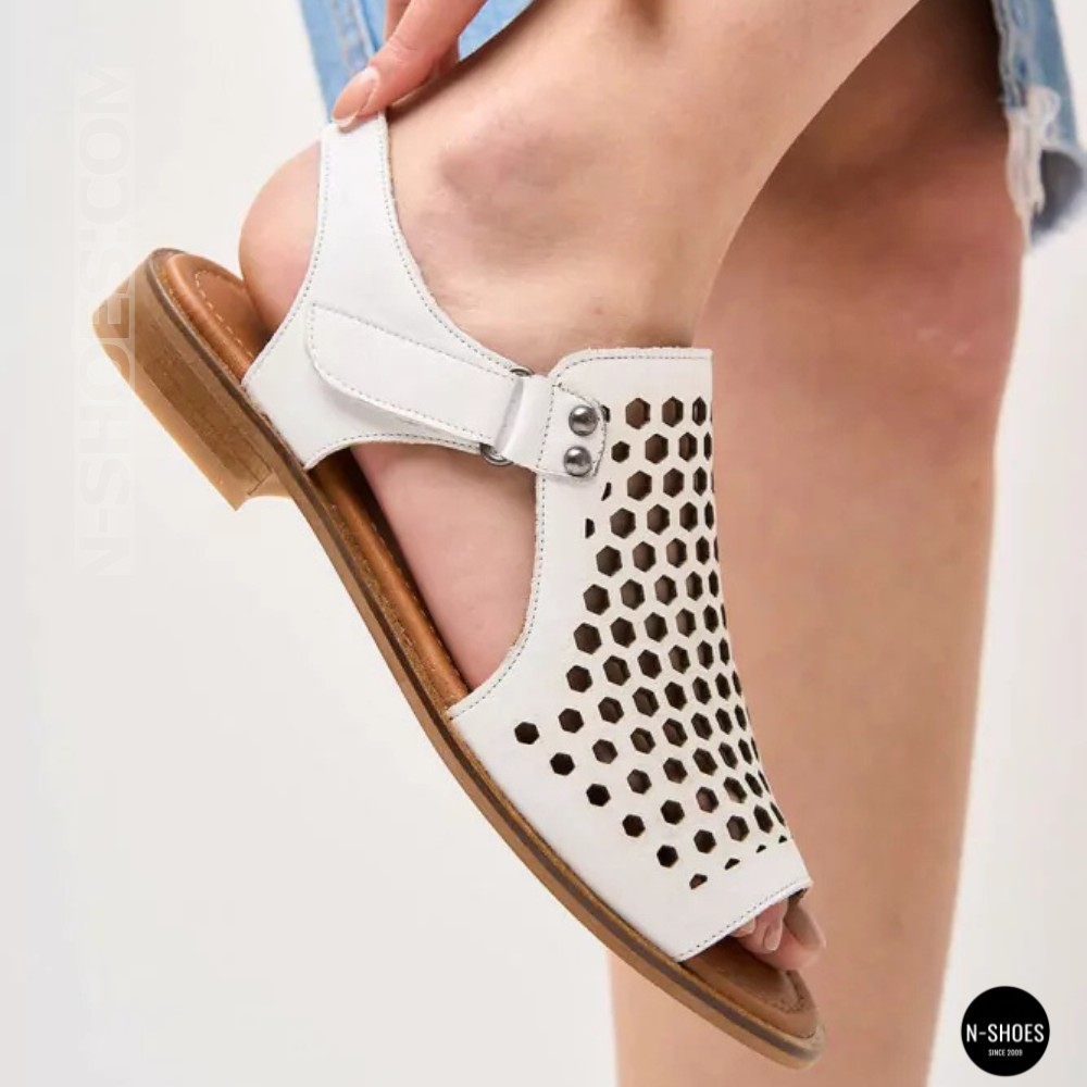 Шкіряні закриті босоніжки Anna Lucci (Туреччина) 199857-184667 532-08 BEYAZ DERI