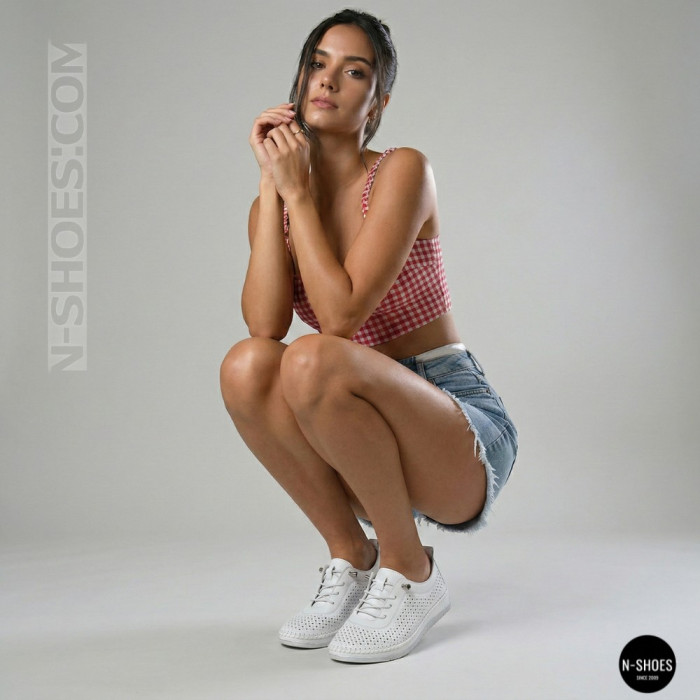 Белые кожаные мокасины с перфорацией Anna Lucci 211808 1800 white lonza 214365 AP 6139 от