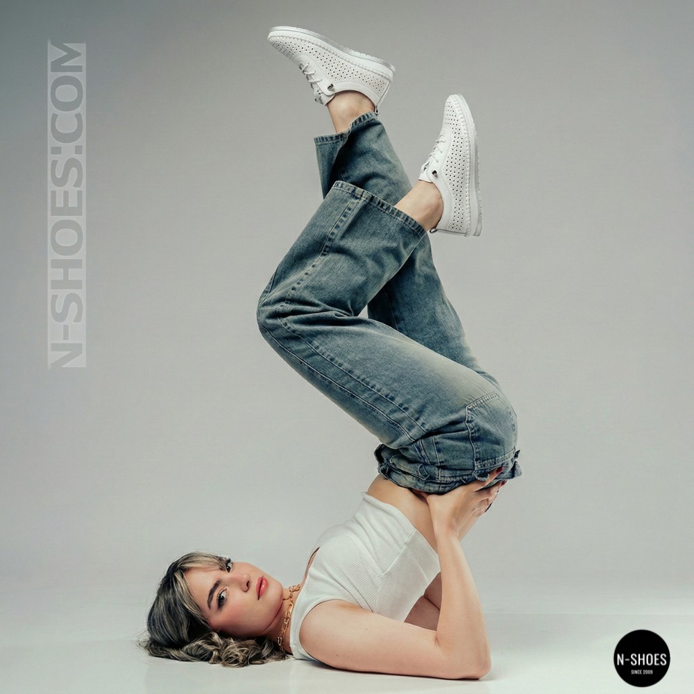 Белые кожаные мокасины с перфорацией Anna Lucci 211808 1800 white lonza 214365 AP 6139 от турецкого производителя