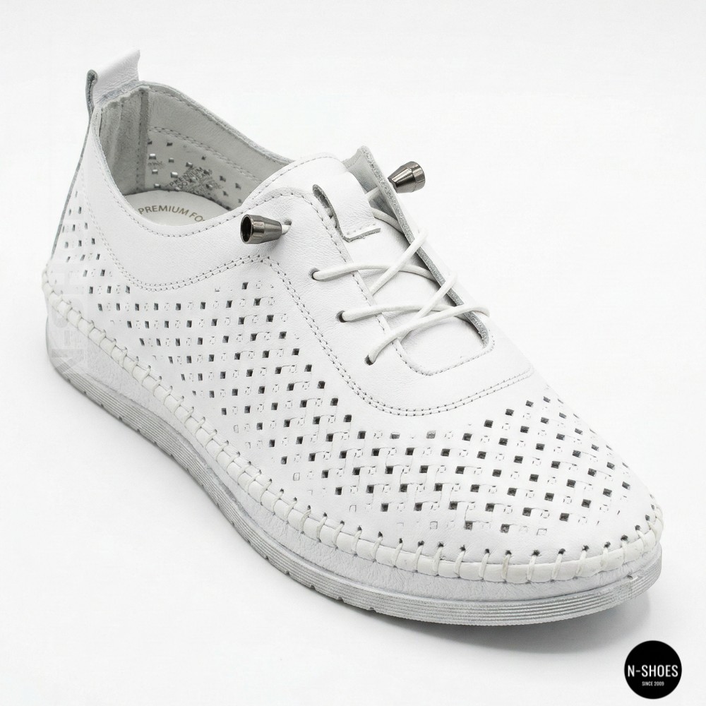 Белые кожаные мокасины с перфорацией Anna Lucci 211808 1800 white lonza 214365 AP 6139 от турецкого производителя