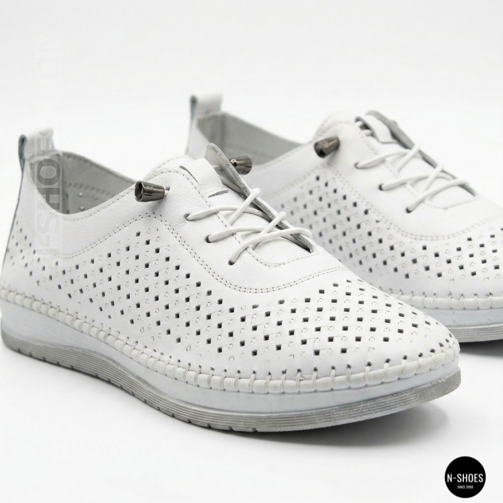 Белые кожаные мокасины с перфорацией Anna Lucci 211808 1800 white lonza 214365 AP 6139 от турецкого производителя