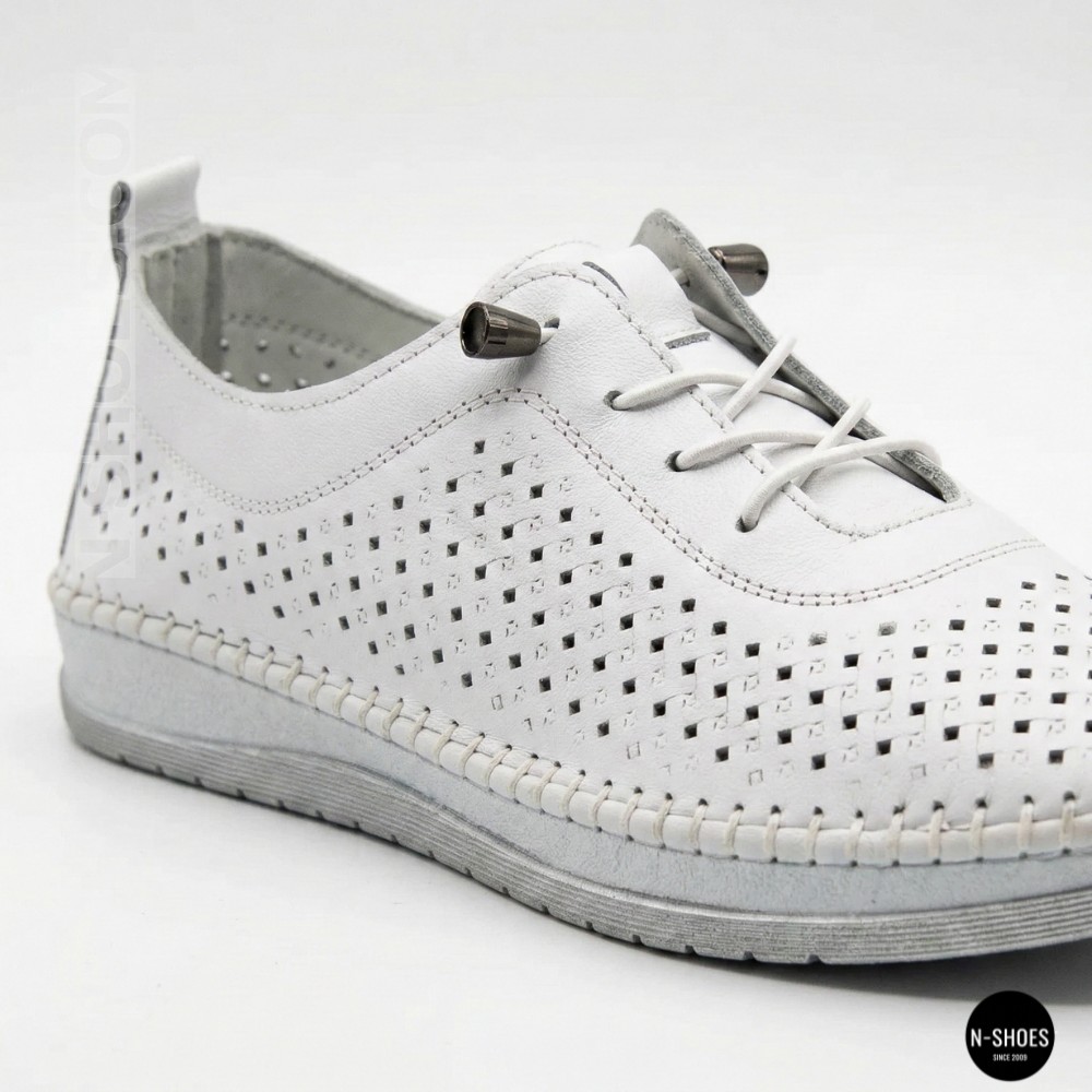 Белые кожаные мокасины с перфорацией Anna Lucci 211808 1800 white lonza 214365 AP 6139 от турецкого производителя