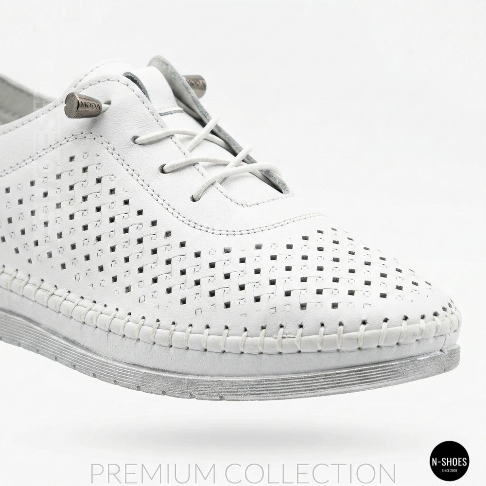 Белые кожаные мокасины с перфорацией Anna Lucci 211808 1800 white lonza 214365 AP 6139 от турецкого производителя