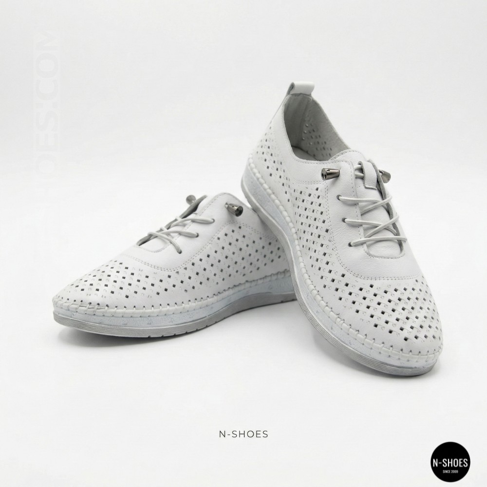 Белые кожаные мокасины с перфорацией Anna Lucci 211808 1800 white lonza 214365 AP 6139 от турецкого производителя