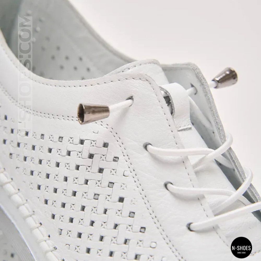 Белые кожаные мокасины с перфорацией Anna Lucci 211808 1800 white lonza 214365 AP 6139 от турецкого производителя