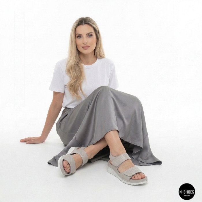 Кожаные комфортные босоножки Allsy 207125 Lonza 207126 198394 2208-37066-2 grey 6140 в
