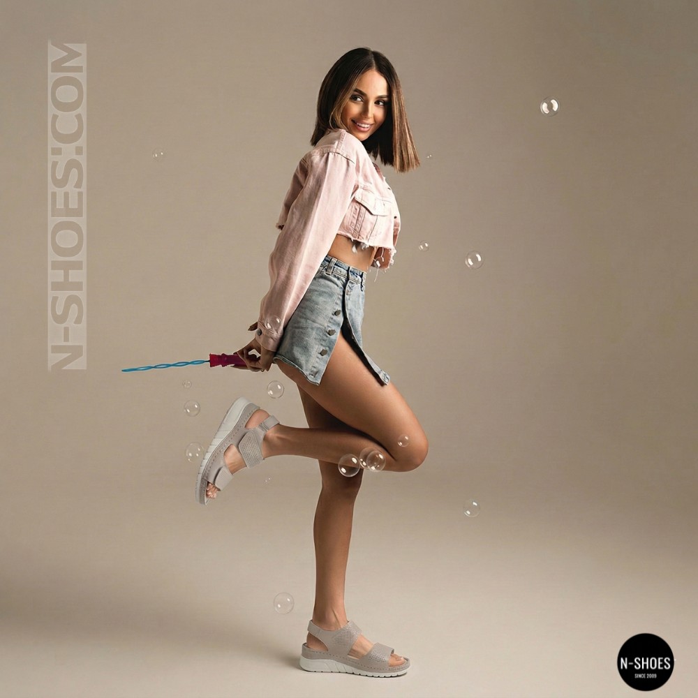 Шкіряні комфортні босоніжки Allsy 207125 Lonza 207126 198394 2208-37066-2 grey 6140 в стиле Ecco Flowt