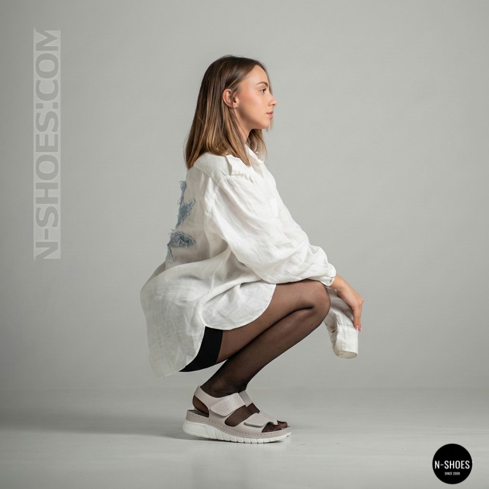 Шкіряні комфортні босоніжки Allsy 207125 Lonza 207126 198394 2208-37066-2 grey 6140 в стиле Ecco Flowt